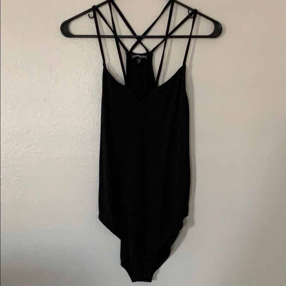 Black cross cross body suit